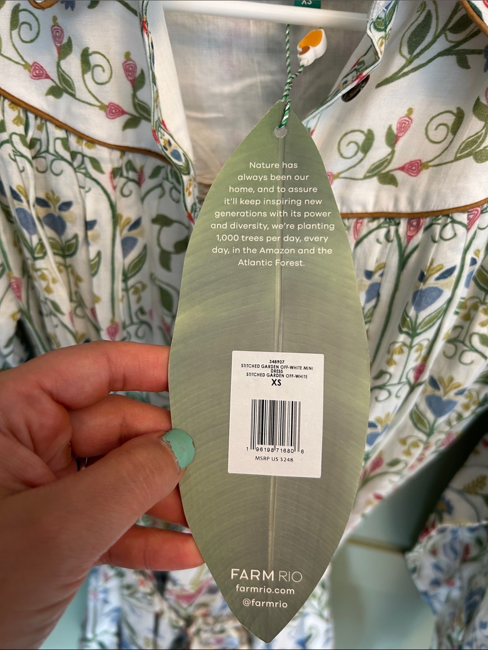 FARM Rio White Floral Tie-Waist Mini Dress with Red, Blue & Green Print - Picture 2 of 9
